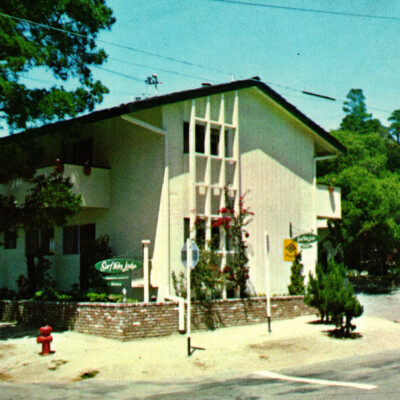 Vintage 1960s Surf Tides Lodge Postcard Carmel 5th Street Mission Hotel Motel