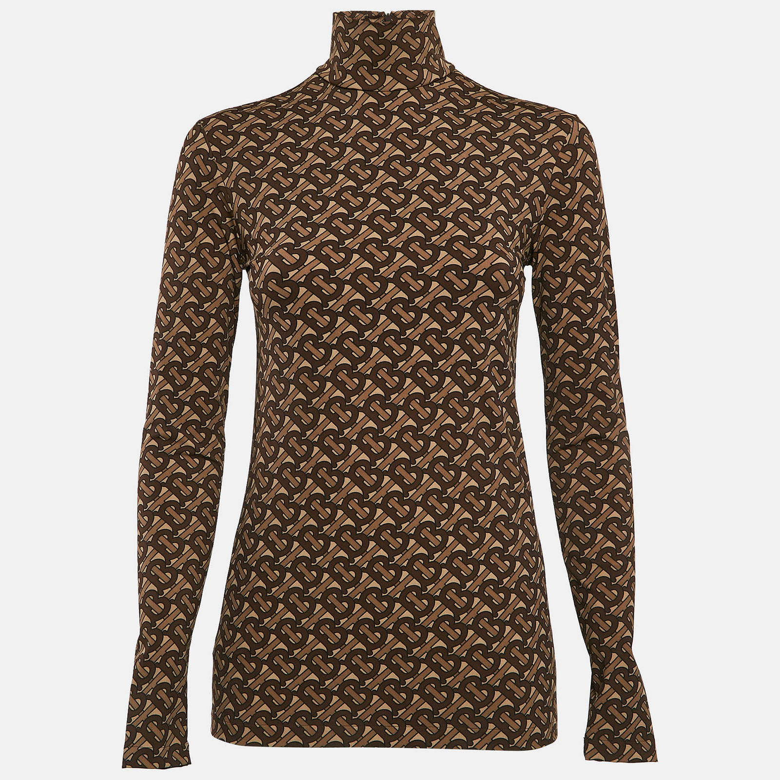 Burberry London Brown Bridle IP Pattern Jersey Top S