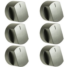 6 x Silver Oven Cooker Hob Control Knob Switch For Stoves 444445109 444445110