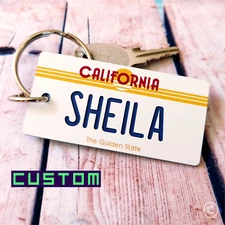 Personalized California Keychain Tag - Custom Engraved Key Ring - Car Keys Fob