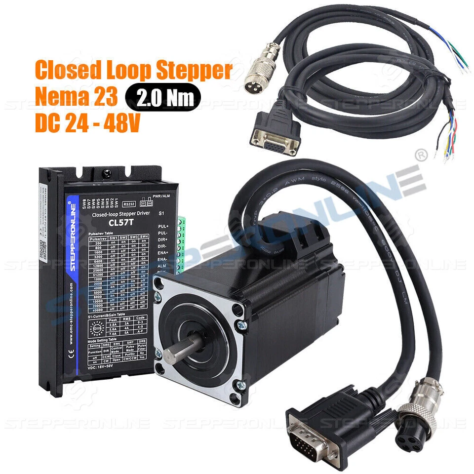STEPPERONLINE 1 Achse Closed Loop Stepper Motor Nema 23 2Nm & Schrittmotor Driver CL57T V4.1