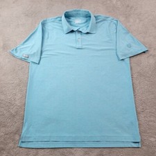 Straight Down Polo Shirt Mens Large Blue Solid Performance Golf Stretch Adult
