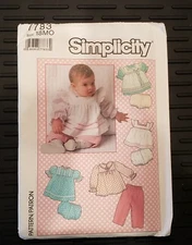 New Simplicity 7783 Baby Infants Top Apron or Sundress Pants Panties Sz 18m FF 