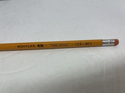 Vintage Mohican Empire Pencil Co. #2 Pencils 724 Made in USA Yellow 40 NOS - Picture 3 of 5