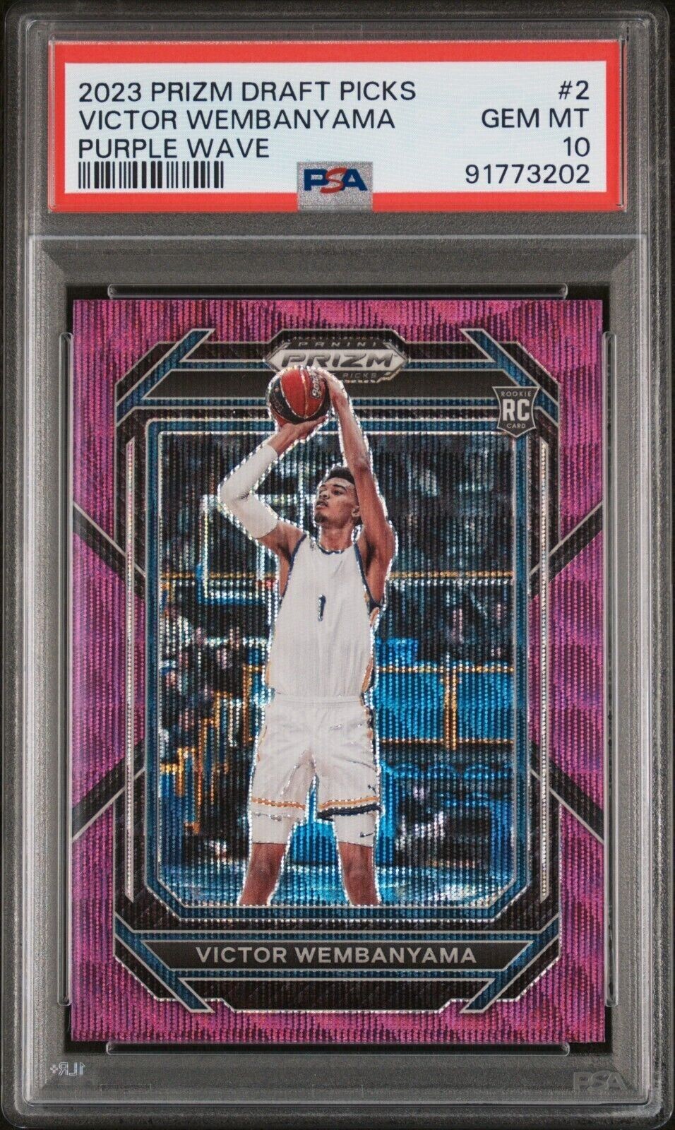 2023 Prizm Draft Picks Victor Wembanyama #2 Purple Wave PSA 10 Gem 
