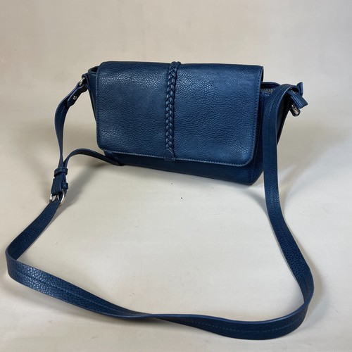 John Lewis Handtasche Umhängetasche blau Kunstleder klein Reißverschluss