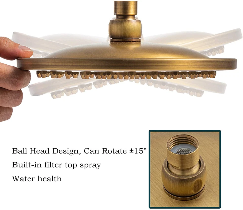 Antike gebürstetem Messing Runde feste Duschkopf, 8 Zoll Regenfall Duschköpfe - Bild 3 von 4
