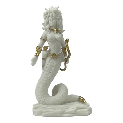 Medusa antike griechische Schlangenkopf Monster Gorgone Statue Skulptur Weißgold