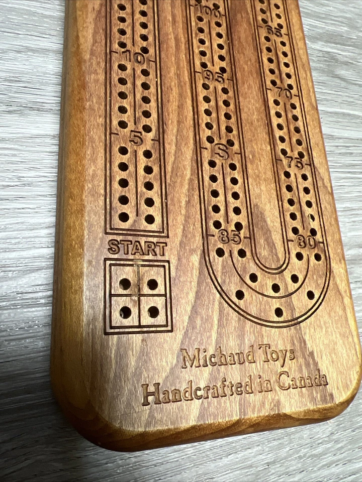 Michaud Toys Cribbage Set Hand Made In Canada Wood Board Game With Pins - Image 3 of 4