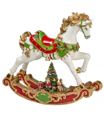 NOEL by Lamart Spieluhr Schaukelpferd mit Weihnachtsbaum und Sant Spielzeug