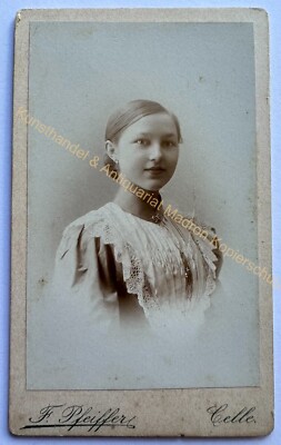 orig. CDV Foto Fotografie alt Bild Frau Dame Mode um 1890 Celle Pfeiffer