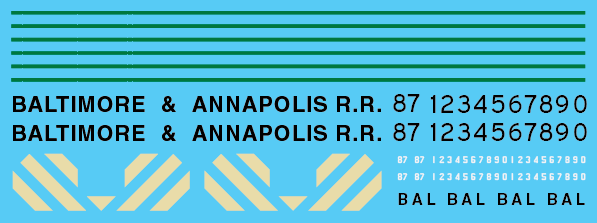 N Scale - Baltimore & Annapolis EMD Switcher Locomotive Decals