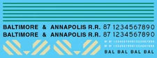 N Scale - Baltimore & Annapolis EMD Switcher Locomotive Decals