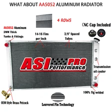 4 Row Aluminum Radiator for 1989-1991 Chevy GMC R/V 2500 3500 Suburban 7.4L AT