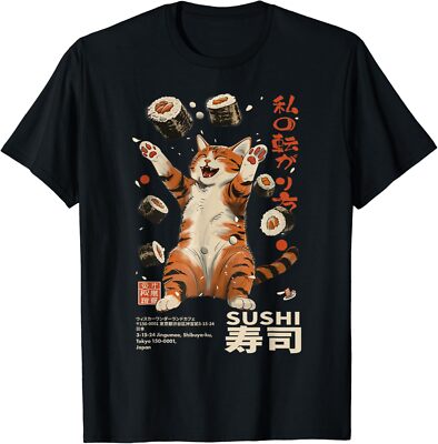 Harajuku Sushi Cat Japanese Kawaii Sushi Cat Tokyo T-Shirt