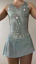 Blue Green Figure Skating Competition Dress Womens XS with Swarovski Stones