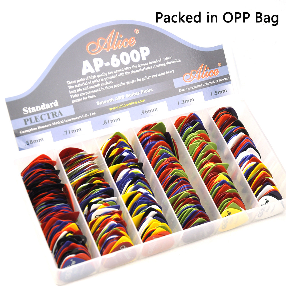 Lots of 100pcs Alice AP-P Smooth ABS Guitar Picks Multi Thickness Mixed Colors