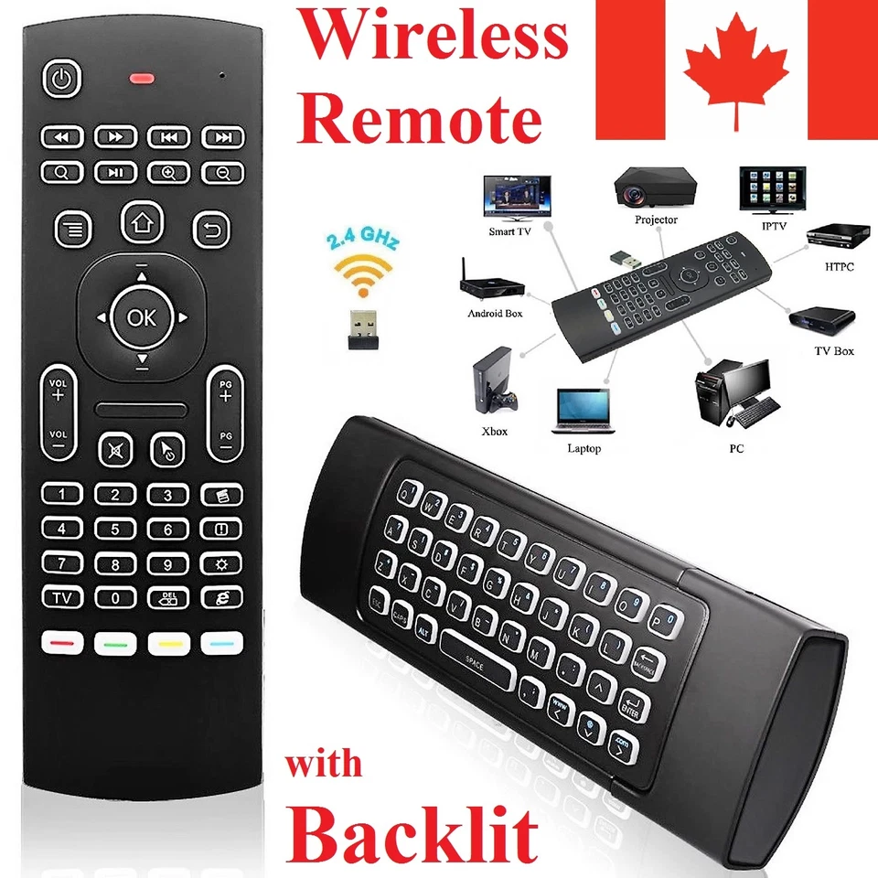 Backlit Wireless Keyboard Remote Control Mouse for Android TV Box Computer PS4