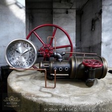 Industrial Unusual Pipe Clock with Faux Pressure Gauge and Money Box