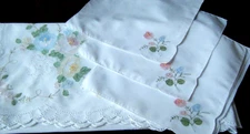 Vtg Madeira Tablecloth 6 napkins appliqued embr/er multicolor floral design
