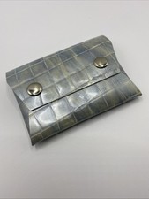 Handmade Metallic Croc Alligator Imprinted Cowhide Leather Card Holder Wallet