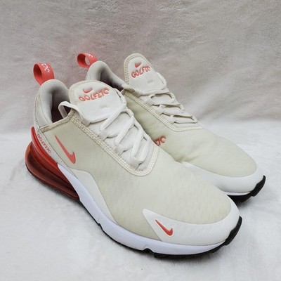 Nike Shoes Men's Size 7 Sail/Magic Ember Air Max 270 Golf CK6483-104 Spikeless