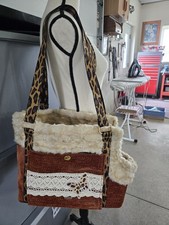 Pet Carrier Handmade Quality Faux Fur Floral Dog Cat Travel Bag Purse Luxury