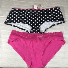 VINTAGE VICTORIA SECRET PINK POLKA DOT Low Rise Cheeky PANTY Large NEW I1