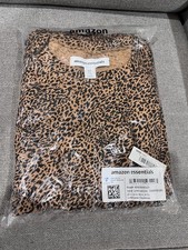 Amazon Essentials Women's XL Animal Print Knee Length Short Sleeve Cotton Dress