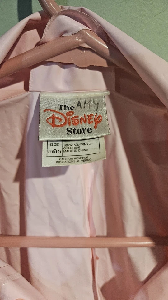 Abrigo de Lluvia Princesa Vintage Años 90 Disney Store Niñas 10/12 Pétalos de Rosa Transparente Broches a presión Foto 3 de 4