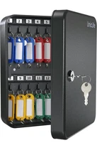 28 Key Cabinet Wall Mount, Steel Key Box Wall Mount with Code, Combination Lo...