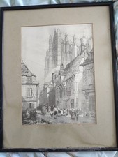 Cathedral Beauvais France Black  print  .In frame .Print 35cm x 28 cm..