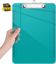 Plastic Clipboards, 8.5 X 11 Clip Board with Ruler,Teal  Translucent Clear, Let