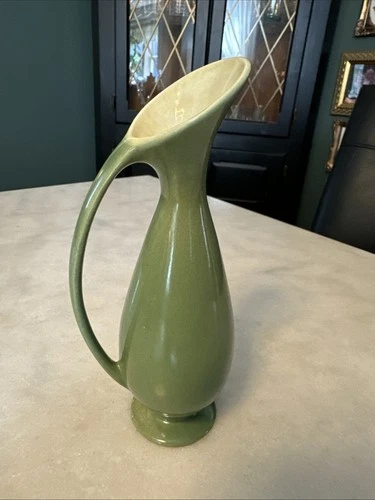 RED WING Pottery 7" Green Bud Vase Pitcher #1510