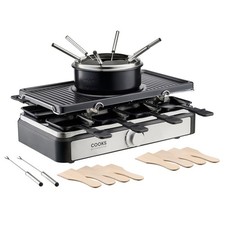 Electric Raclette Grill & Fondue Set 1400W 8 Person Indoor Tabletop Appliance