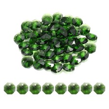 50Pcs 12mm 1 Hole K9 Crystal Octagon Glass Chandelier Beads, Green