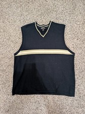 Vintage 90s Britches Sweater Vest Mens L Navy Striped V-Neck USA Preppy Acrylic