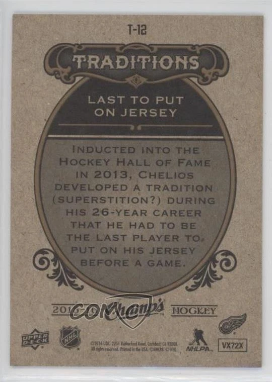 2015-16 Upper Deck Champ's Traditions Chris Chelios (Last to Put on Jersey) HOF - Image 2 of 2