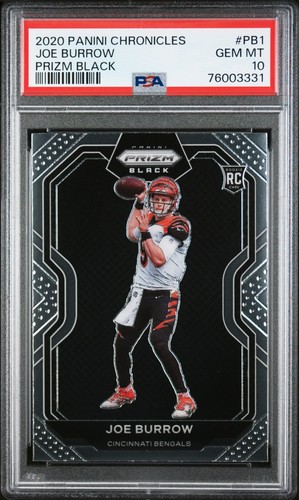 2020 Panini Chronicles Joe Burrow Prizm Black #PB1 PSA 10 GEM MINT RC ROOKIE