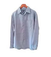 George Men's Gray Plaid Button Down Shirt Workwear Business Casual Size Medium