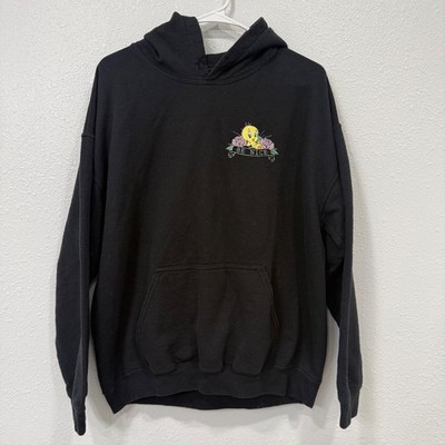 Looney Tunes Tweety Bird Be Nice Graphic Hoodie Black Women Large Rose Tattoo