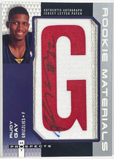 2006-07 Fleer Hot Prospects Rookie Materials Nameplate Rudy Gay Auto RC #LA-RG
