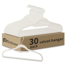 30 Pack White Velvet Hangers, Ultra Slim Non-Slip Felt Coat Suit Hangers with...