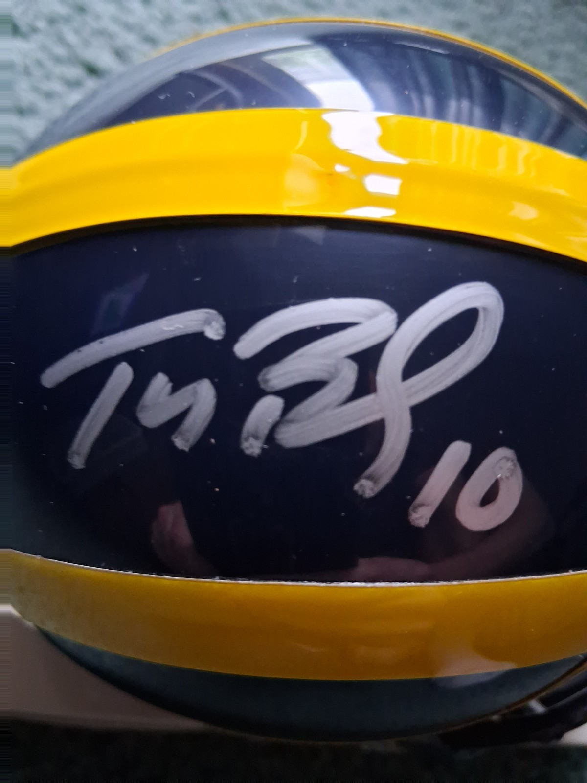 TOM BRADY AUTO AUTOGRAPH SIGNED RIDDELL MICHIGAN MINI-HELMET w/COA view 3