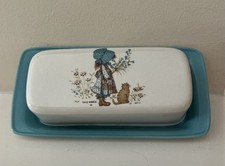 Vintage Holly Hobbie Butter Dish 1978 Doverstone Pottery . RARE