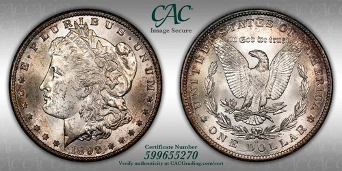 1899-O Morgan Silver Dollar CAC-MS 63 Ex Paramount, Smooth Toning