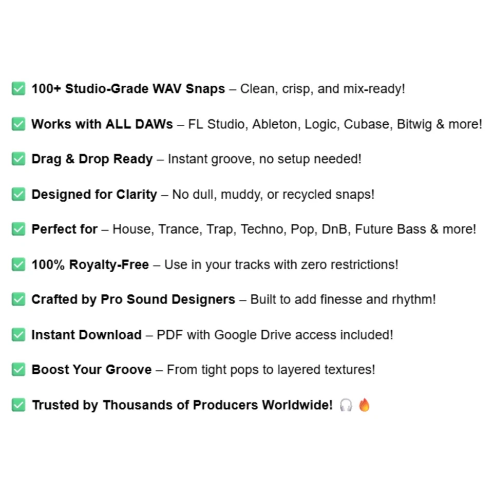 112 Snap One Shots Sample Pack (Wav) für FL Studio, Ableton Live, Logic Pro - Bild 3 von 4