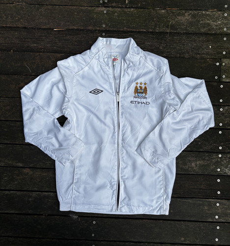 Vintage Manchester City Umbro Jacket Sz S White MCFC 2009 Track Jacket Full Zip - Picture 1 of 4