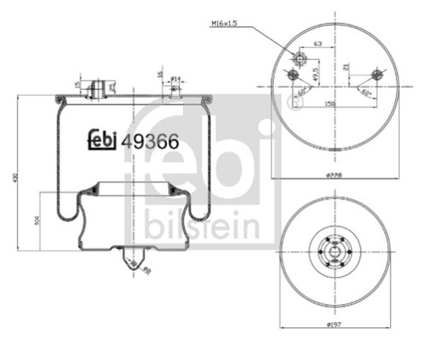 Febi Bilstein Federbalg Luftfederung 49366 FüR Volvo 8500 9900 9700 8700 B12-image