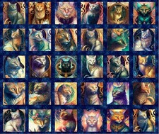 Quilting Treasures - Cat Pichure Patches Quilting Fabric Panel - 44x36